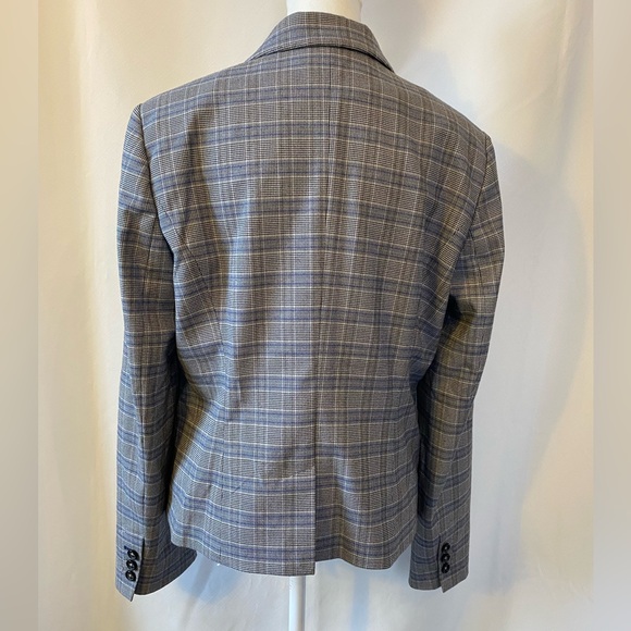 RW&CO Women's Single Breasted Fitted Tailored Blazer Grey Blue Plaid 14 Academia - Picture 7 of 16